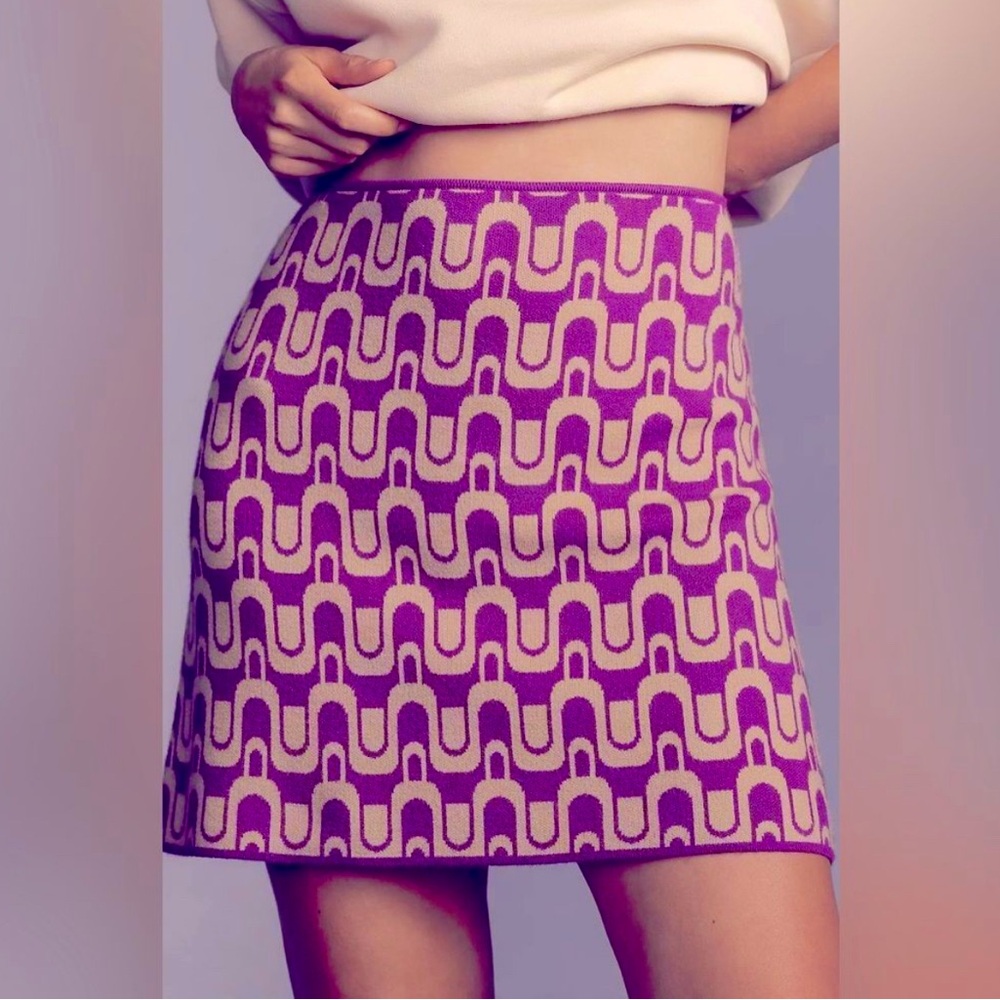 Maeve Anthropologie Knit Skirt Purple Design Size XS